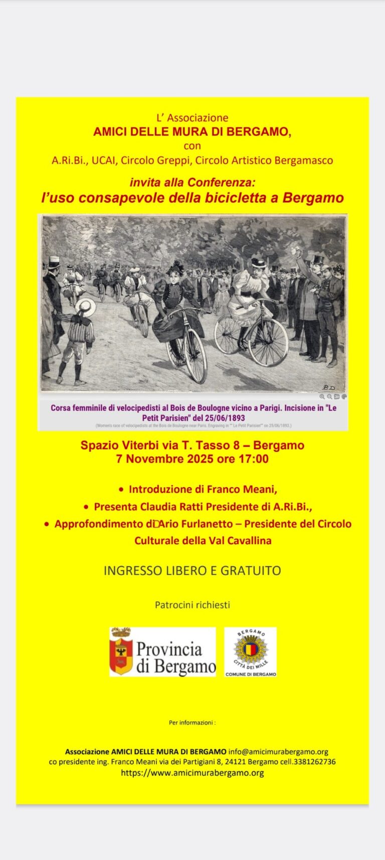 Pedalare con consapevolezza: a Bergamo una conferenza dedicata alla bici e alla mobilità sostenibile